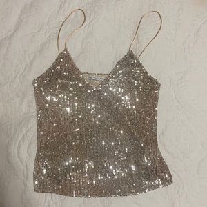 Zara sequin top with spaghetti straps
